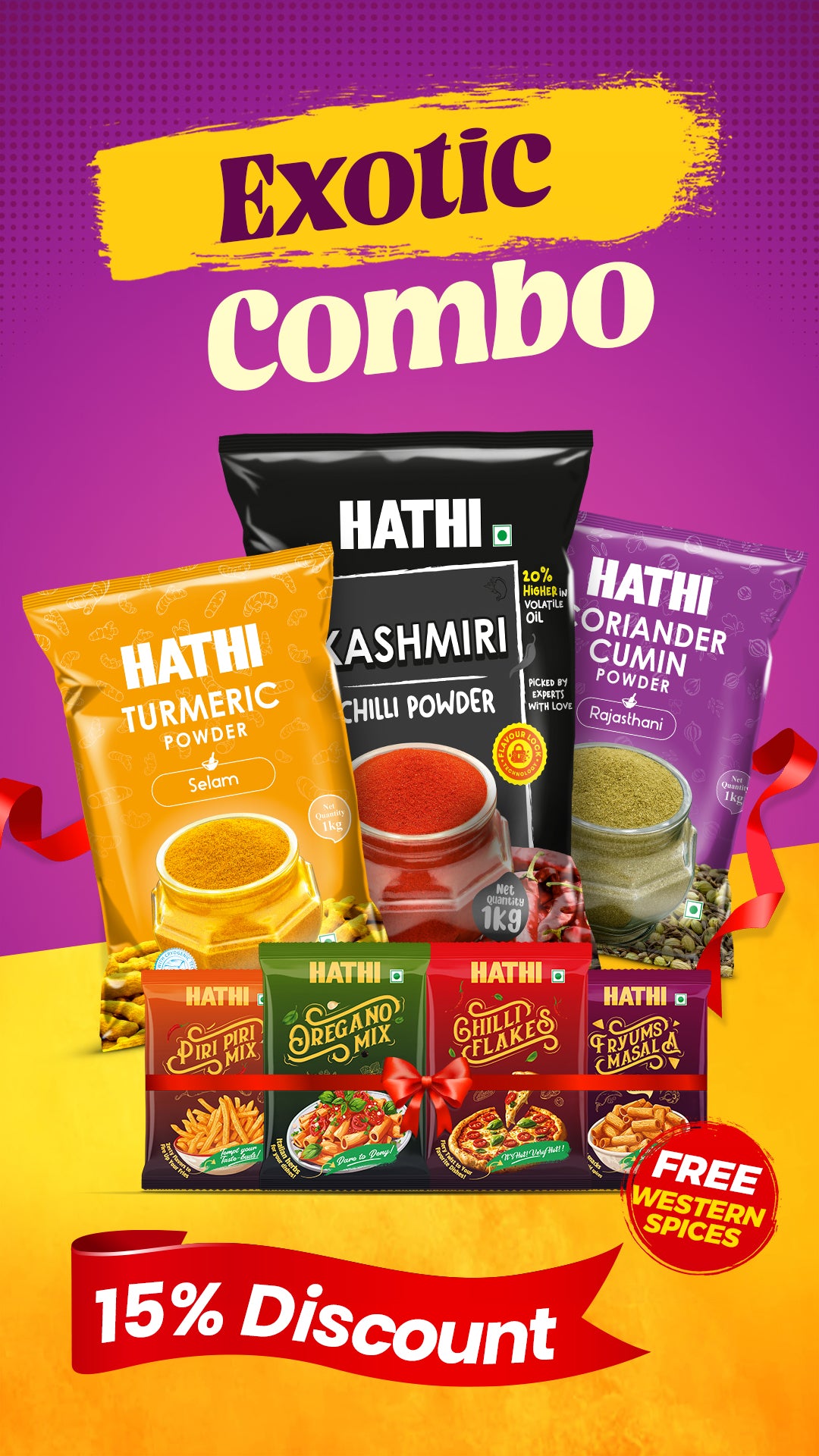 Hathi Chili Turmeric Cumin Combo Exotic 1 Kg
