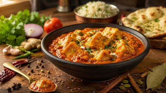 Paneer Masala recipe with soft paneer cubes in thick, creamy tomato-onion gravy