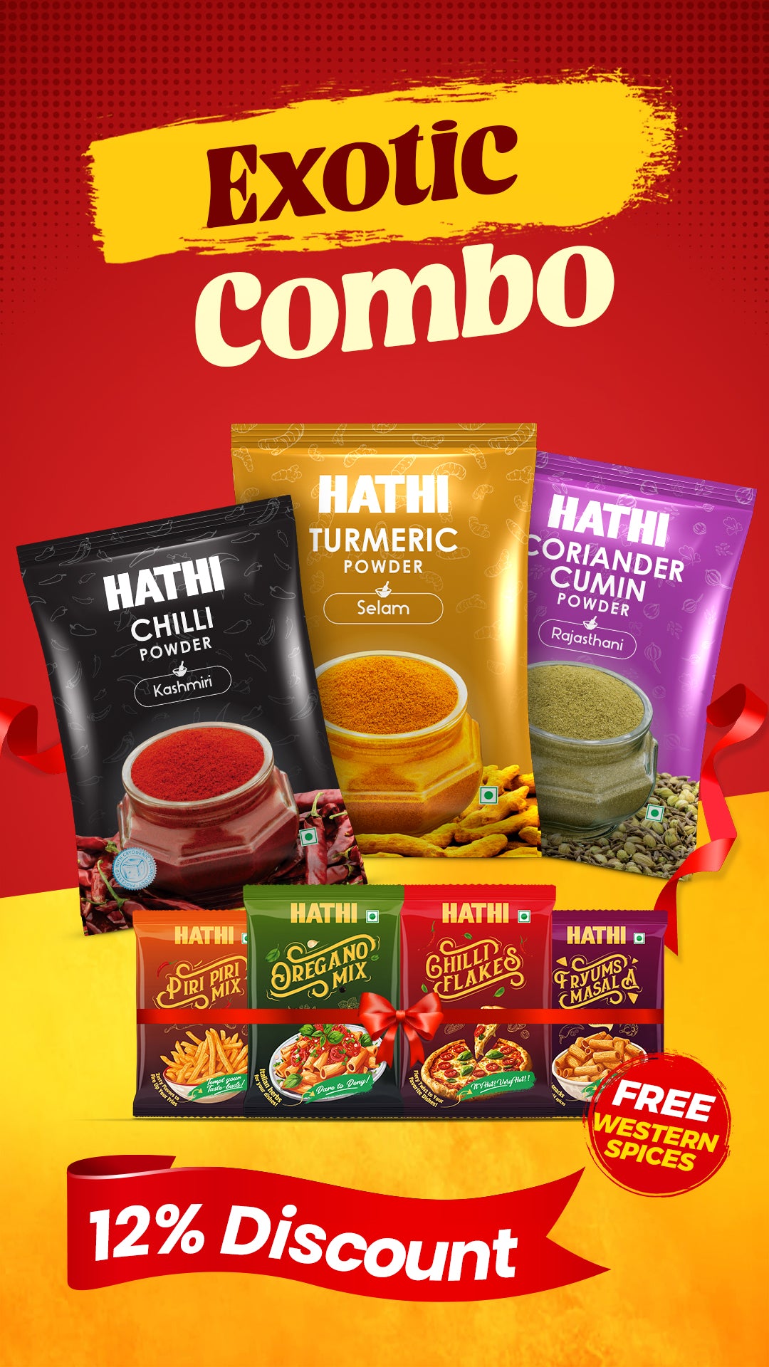 Hathi Chili Turmeric Cumin Combo Exotic 500gm