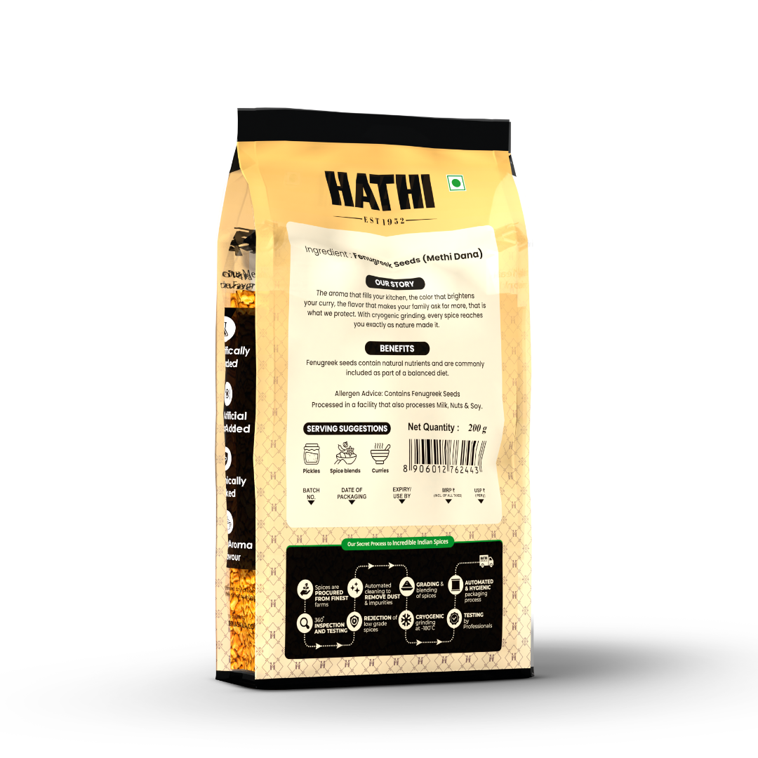 Fenugreek Seeds (Methi Dana) | Golden, Clean, Soaking Grade